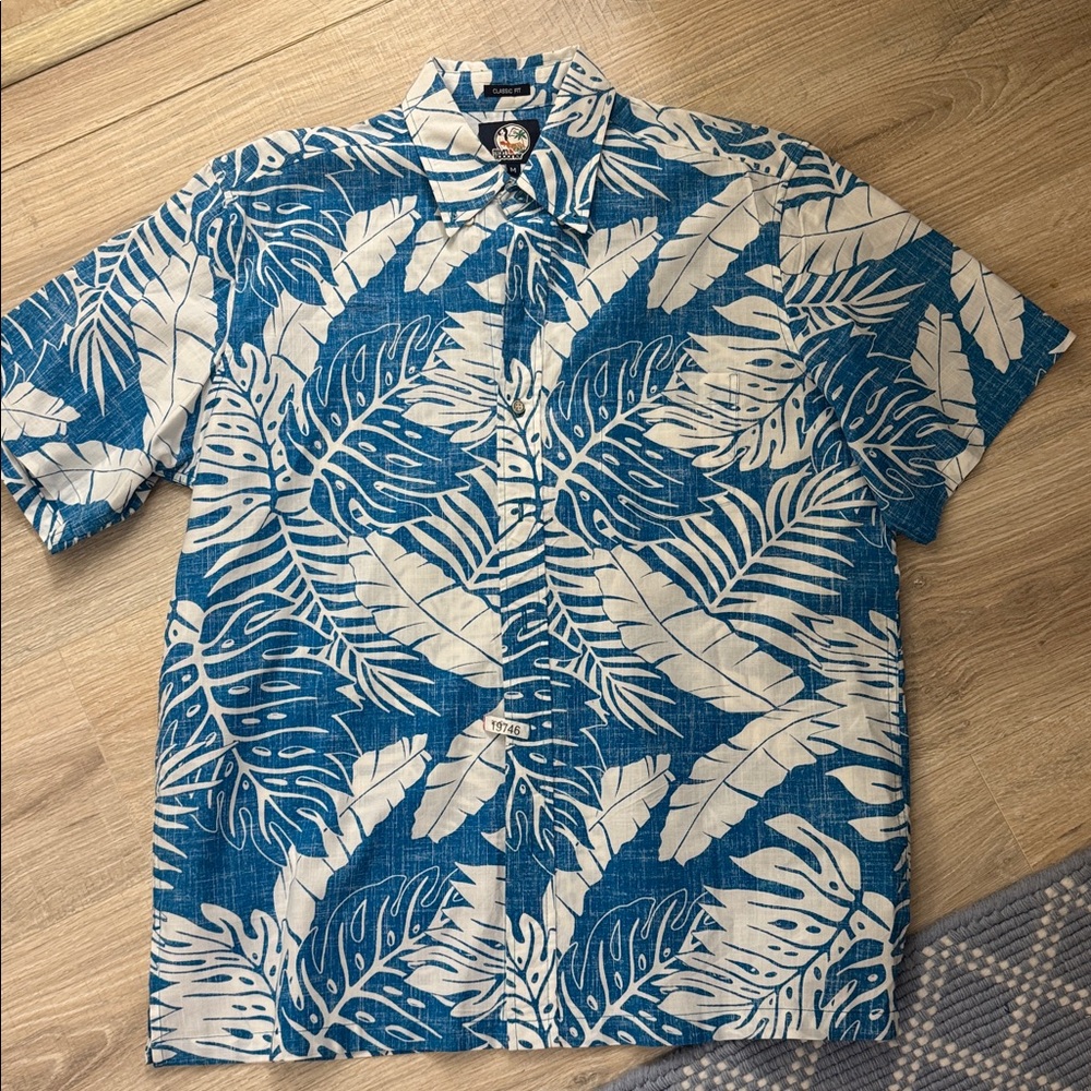 Reyn Spooner Classic Blue and White Tropical Shirt